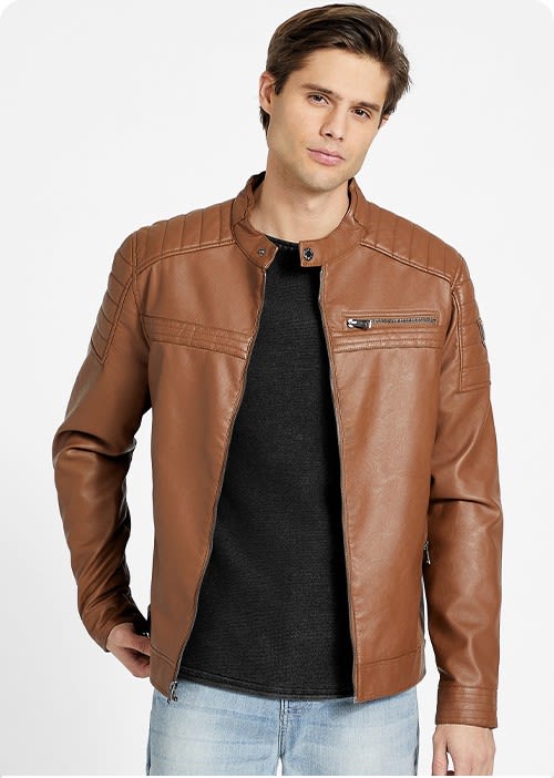 Men s Jackets Leather Jackets Blazers Sweatshirts GUESS Factory